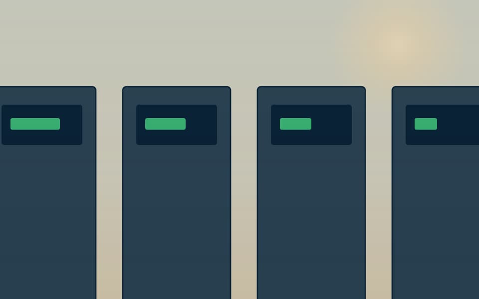 UPS and battery cabinets in a plant room (detail), in daylight