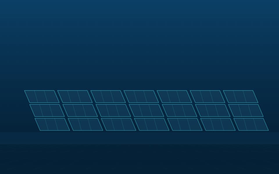 Solar PV array on a roof, at night